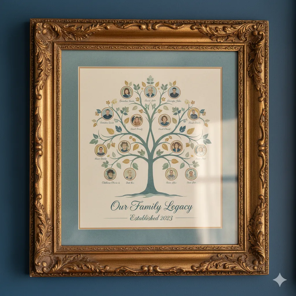 Personalized artwork print in decorative frame
